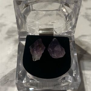 Raw Amethyst Crystal Earrings